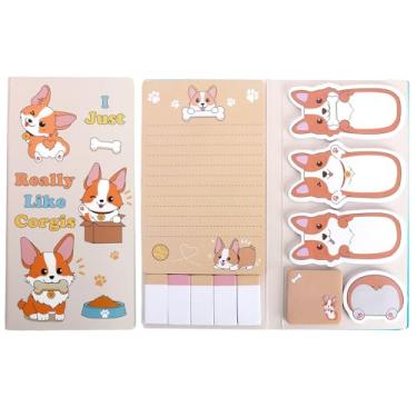 Imagem de QPIXVB Conjunto de notas adesivas para cães, 440 folhas de post-it, presentes de Corgi para amantes de Corgi, notas adesivas fofas, presentes para amantes de cães de Natal, adesivos de cães, blocos de