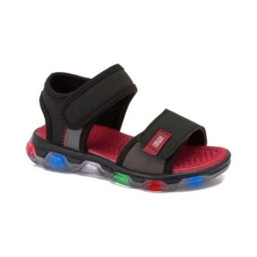 Imagem de Sandália Papete de Led Klin Light Preto e Vermelho 132.066-Masculino