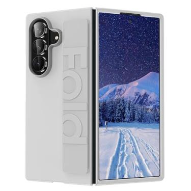 Imagem de Capa para Samsung Galaxy Z Fold 7 com alça de mão, capa dura de policarbonato à prova de choque com pulseira de dedo, capa protetora para Samsung Z Fold 7 5G masculino e feminino (branco)