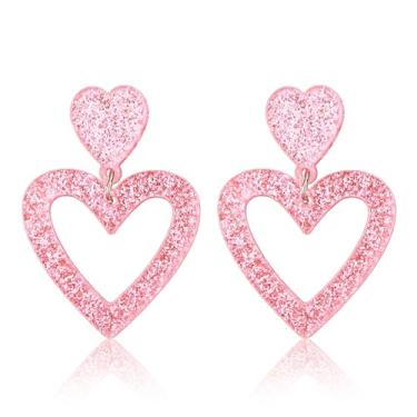 Imagem de Yicadorn Brincos para mulheres - Decorações de Dia dos Namorados, acessórios rosa, brincos de coração para mulheres, sua mãe, namorada, esposa, irmã, melhor amiga
