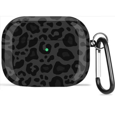 Imagem de Olytop Capa para Airpods de 3ª geração de leopardo, capa fofa de guepardo para Airpods 3ª geração protetora de pele dura feminina com chaveiro para Apple iPod 3ª geração – preto/leopardo cinza