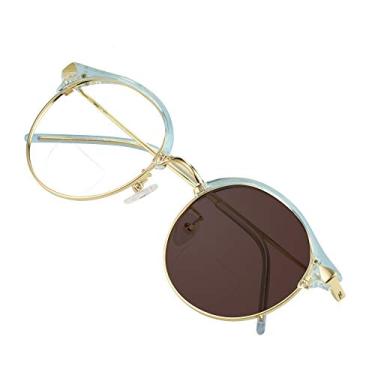 Imagem de VisionGlobal Óculos de leitura bifocais com bloqueio de luz azul para homens e mulheres - Leitores de computador ovais retrô estilosos, S1420_blue(c9)_sbLL/A, n, +0.50/+2.75 Magnification
