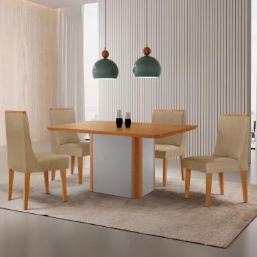Imagem de Mesa De Jantar Isadora 120cm Tampo Mdf Laminado Turim 07 Naturale Off White