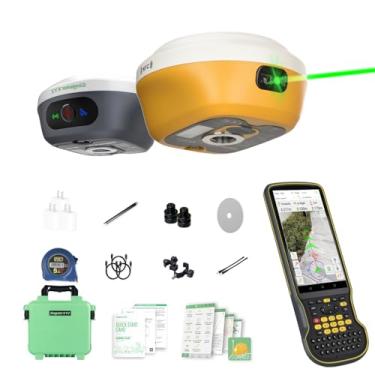 Imagem de Equipamento de levantamento L1-Laser GNSS RTK com IMU Rover & Base, GPS RTK com medição a laser integrada, receptor GNSS coletor portátil com software, precisão de 1 cm | UHF de 15 km | Inclinação