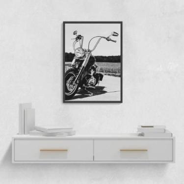 Imagem de Quadro Fotografia Preto E Branca Moto 24X18Cm - Com Vidro - Quadros On