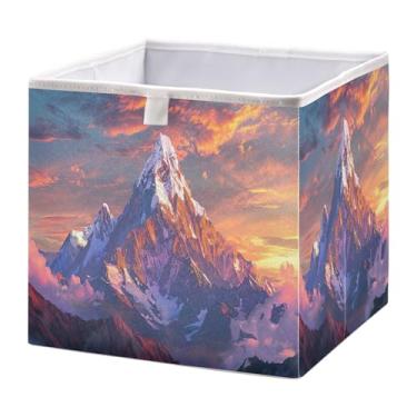 Imagem de SEHANY Cesto de armazenamento dobrável Mountains Lanscape, organizador de tecido grande, dobrável, para roupas, brinquedos, livros, armário, berçário, 38 x 27 x 17 cm