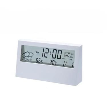 Imagem de Relógio Multifuncional 13,2X7,3CM Eletrônico Digital De Mesa De Cabeceira Com Temperatura e Umidade Alarme LCD Criativo