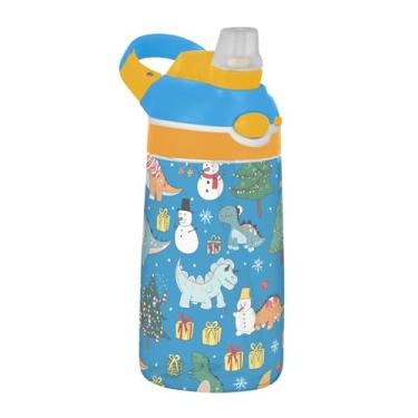 Imagem de SEHANY Garrafa de água infantil engraçada de dinossauro, durável Tritan livre de BPA, copo de água de plástico transparente para crianças pequenas, garrafas de água esportivas de boca de pato à prova