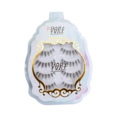 Imagem de Cílios Postiços Naturais Curtos E Leves, 4 Pares, Faixa Fina, Feitos À