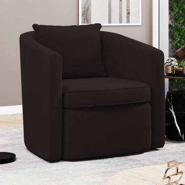 Imagem de Poltrona Decorativa Sala De Estar Aimê Suede Marrom - Desk Design