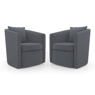 Imagem de Kit 02 Poltronas Decorativas Sala De Estar Aimê Suede Cinza - Desk Design