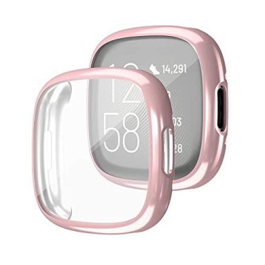 Imagem de [Pacote com 2] Capa Senter para Fitbit Versa 4, amortecedor completo de TPU macio com proteção de tela integrada para relógio inteligente Fitbit Versa 4