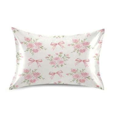 Imagem de SEHANY Capas de almofada elegantes de seda rosas para cabelo e pele, capas de almofada de cetim respiráveis macias e refrescantes com fecho de envelope, tamanho king (50,8 x 76,2 cm)