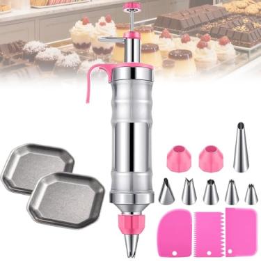 Imagem de Conjunto De Seringas Para DecoraçãO De Sobremesa,Bicos Para Confeitar Bolos E Cremes, Ferramenta De DecoraçãO RemovíVel E FáCil De Limpar Com 2 Bandejas De AçO InoxidáVel