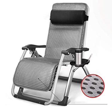 Imagem de LMJYU Conjunto de 1 cadeiras de gravidade zero com travesseiro e suporte de copos, cadeiras dobráveis reclináveis ajustáveis para terraço, praia, quintal