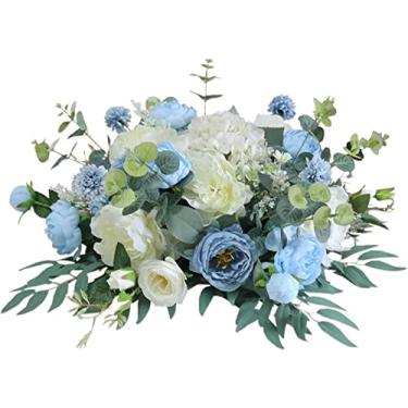 Imagem de LMJYU Centros de mesa florais falsos - Arranjo de flores artificiais para decoração de mesa - Linda decoração de centro de mesa com flores realistas