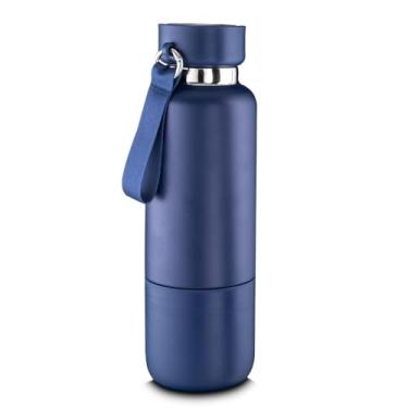 Imagem de Garrafa em Inox 500ml com Copo e Porta Comprimidos Azul
