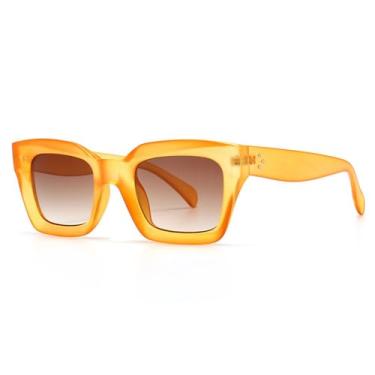 Imagem de Óculos de Sol Olho de Gato Feminino com Lentes Degradê Transparentes e Rebites para Homens, Proteção UV400, Ideais para Esportes ao Ar Livre, Corrida e Ciclismo, Cor Laranja Chá