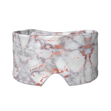 Imagem de Máscara de proteção para olhos e orelhas com estampa de ouro rosa em mármore branco, respirável, ajustável, blecaute, confortável