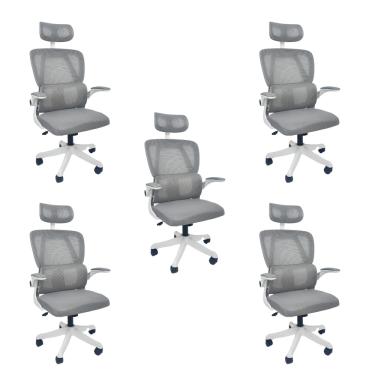 Imagem de Kit 5 Cadeiras de Escritório Oficial Legacy Cinza