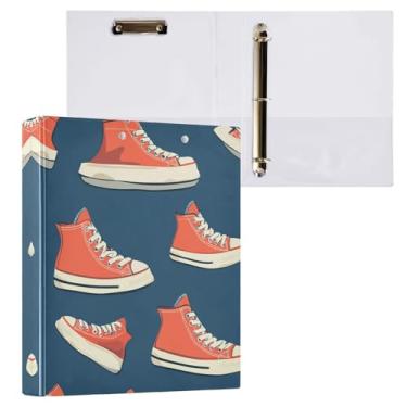 Imagem de Qilmy Organizador de fichário redondo de sapatos de desenhos animados coloridos, fichário de 3 anéis com prancheta (carta A4), fichário fofo para material de escritório escolar 515