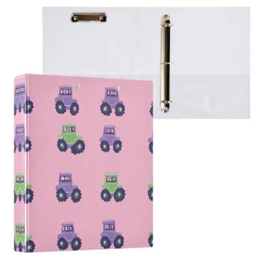 Imagem de Qilmy Organizador de fichário redondo de caminhão de desenho animado, fichário de 3 anéis com prancheta (carta A4), fichário fofo para material de escritório escolar 497