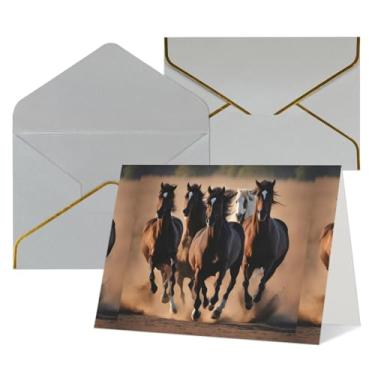Imagem de SKKNT Running Horses Imprimir Cartões para Todas as Ocasiões Convites de Festa de Aniversário de Casamento 12,7 x 15,2 cm