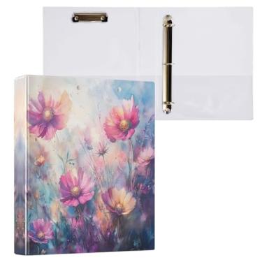 Imagem de STAYTOP Organizador de fichário redondo de flores silvestres em aquarela, fichário de 3 anéis com prancheta (carta A4), fichário fofo para material de escritório escolar