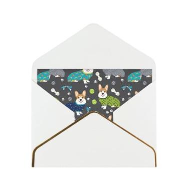 Imagem de SKKNT Vestindo roupas Corgi Dogs Cartões de felicitações para todas as ocasiões, convites de festa de aniversário de casamento, 12,7 x 15,2 cm