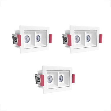 Imagem de Kit 3 Spot Duplo Mini Embutido Led Downlight Recuado Bet85