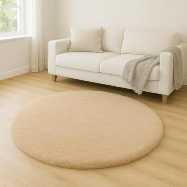 Imagem de Tapete Melody Pele De Coelho Redondo 140cm - Jolitex - Bege