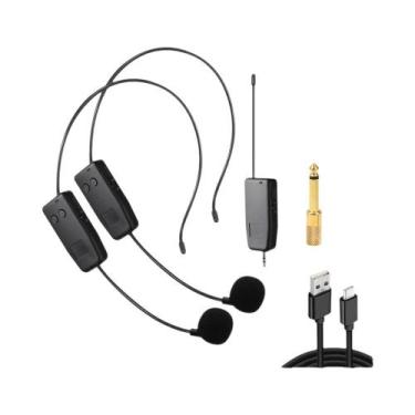 Imagem de Conjunto De Microfone Lavalier Sem Fio Montado Na Cabeça Transmissor E