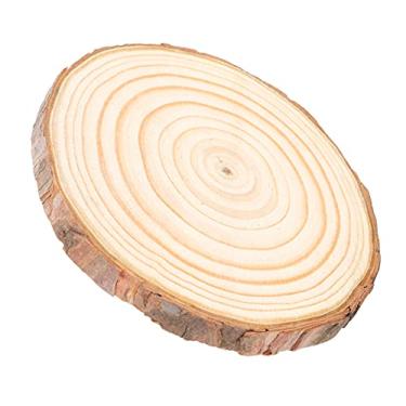 Imagem de Ymiko Fatias Redondas de Madeira para Artesanato DIY, Decoração de Casamento e Festival, Fatias de Tronco de Pinho Natural para Projetos de Arte e Decoração de Casa (Tipo 5 (8,3 x 8,3 x 3,5 pol.) 11~12cm)
