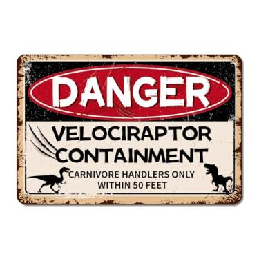 Imagem de Metal Placa de Dinossauro, 30x20cm Vintage Decoração de Parede Dinossauro Placa Metal Retrô para Meninos Crianças Quarto Berçário Decoração