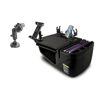 Imagem de AutoExec Mesa de carro GripMaster para sua estação de trabalho de veículo e escritório móvel, preta, com suporte para telefone, suporte de impressora, suporte para tablet e suporte de sucção para