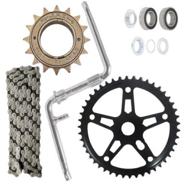 Imagem de Kit Pedevela Catraca Coroa Movimento Central 45mm Corrente - Universal