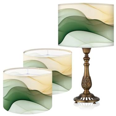 Imagem de Abajur de mesa, 33 cm L x 25 cm A impressão HD geométrico floral deixa abajur de mármore, abajures, decoração moderna de abajur para luminárias de mesa e chão (areia movediça, 33 cm L x 25 cm A)