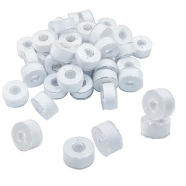 Imagem de Kemcatui 90 peças de linha de bobina pré-enrolada, linha de bordado branca para máquinas de costura doméstica, aplicável à maioria das marcas