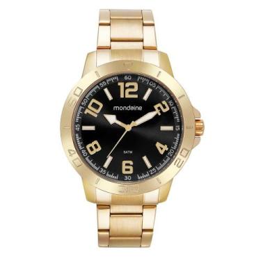 Imagem de Relógio Masculino Mondaine Casual Dourado Preto 99696GPMVDE2
