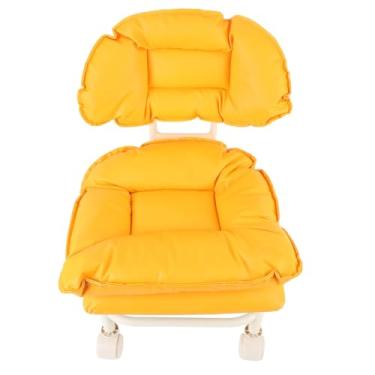 Imagem de Dioche Banqueta Baixa Com Apoio para As Costas Cadeira Giratória Ergonômica de Couro PU Rodas de 360 ​​graus Banqueta Curta Confortável para Home Office Academia Salão Laranja