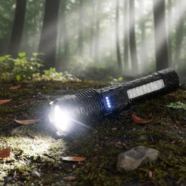 Imagem de LANTERNA TÁTICA T9 A76 POTENTE ALTA LUMINOSIDADE LED FRONTAL COB LATERAL ZOOM AJUSTÁVEL USB RECARREGÁVEL INDICADOR DE BATERIA 5 MODOS (ALTO MÉDIO BAIXO STROBE SOS) CAMPING EMERGÊNCIA SEGURANÇA