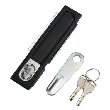 Imagem de Caixa de distribuição de fechadura de armário de liga de zinco preta com interruptor plano caixa elétrica moderna fechadura minimalista 1 peça