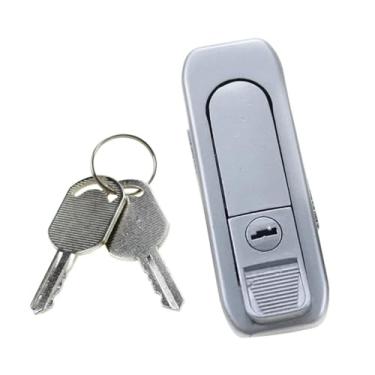 Imagem de Fechadura de painel de maçaneta plana para porta de armário de equipamento Fechadura rotativa de armário industrial 1 peça (fosco com trava)