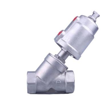 Imagem de Válvula de assento angular de atuador pneumático de aço inoxidável DN20, válvula de assento pneumática 16 bar para vapor, gasóleo, normalmente fechada (fechado_único)