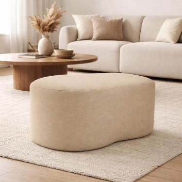 Imagem de Puff Orgânico Curvo Feijão Sala Redondo Confortável Quarto Moderno Lin