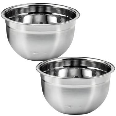 Imagem de Kit 2 Tigelas Mixing Bowl De Inox Redondo 22cm Para Preparo Cozinha Sa