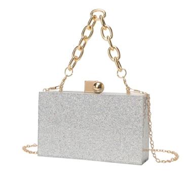 Imagem de QPDRNC Bolsa tiracolo de acrílico para banquete de casamento feminina bolsa clutch bolsa para celular, Uma cor, Light Gold