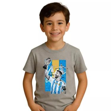 Imagem de Camiseta Infantil 100 Algodão Lionel Messi Goat Futebol Tamanho 2 ao 1