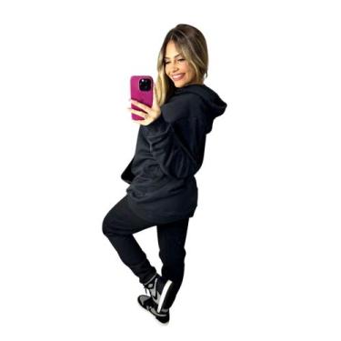 Imagem de Conjunto moletom calça e capuz feminino e masculino unissex inverno - 