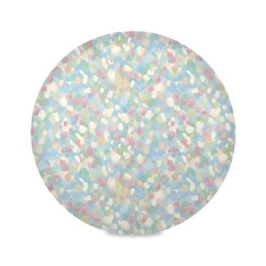Imagem de Wassud Jogo americano com bolinhas azuis pastel, tapetes redondos para cozinha e jantar, tapetes laváveis e resistentes ao calor, decoração de mesa 39 cm